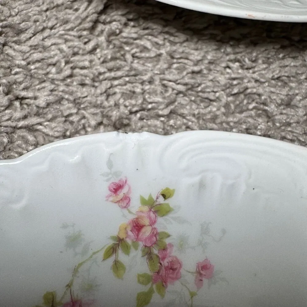 Theodore Haviland Limoges Plates Pink Floral Schleiger 150 Antique France Lot 5